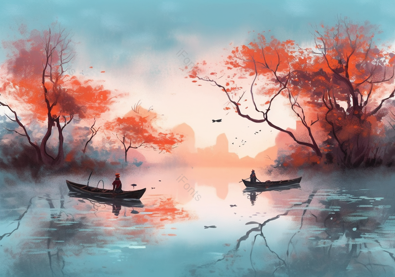 手绘中国风小清新水彩风格山水风景插画,插画/手绘图,插画/手绘图库,插画/手绘图下载,插画/手绘